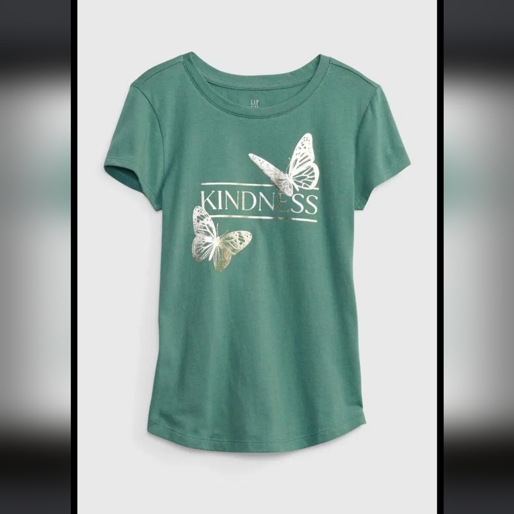 NWT! GAP, Organic Cotton Graphic Printed T-Shirt,Green/Butterfly,XXL (14/16)